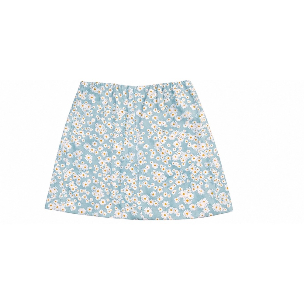Wild Fable Blue Daisy Floral Mini Skirt Side Slit Size 0 Elastic Waist-1064